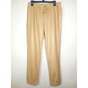 Shinestar Men's Beige Faux Leather Jogger Pants Size XL New With Tags